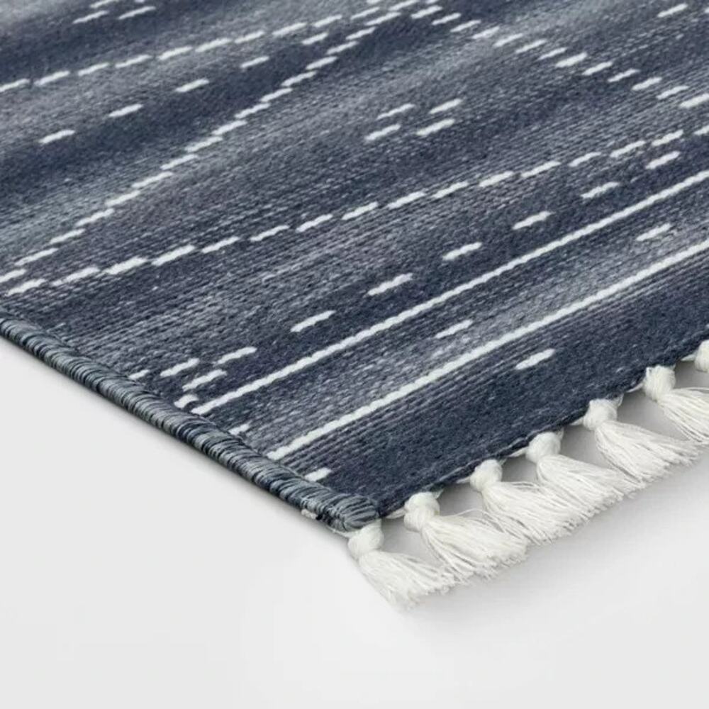 Threshold 2'3"x3'9" Washable Woven Tapestry Accent Rug with Fringe - Indigo - Picture 4 of 4